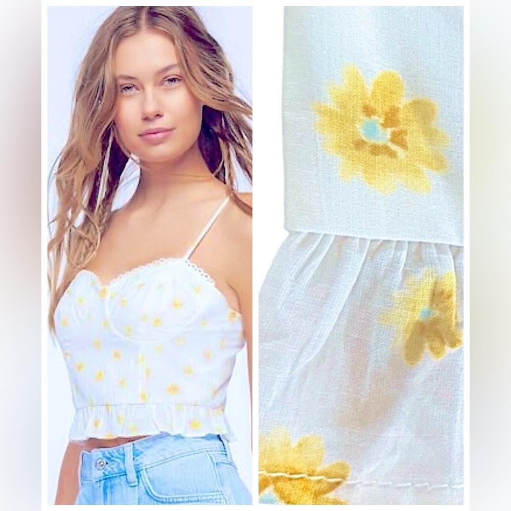 NWT Forever 21 Floral Crop Cami Top Sz M/L